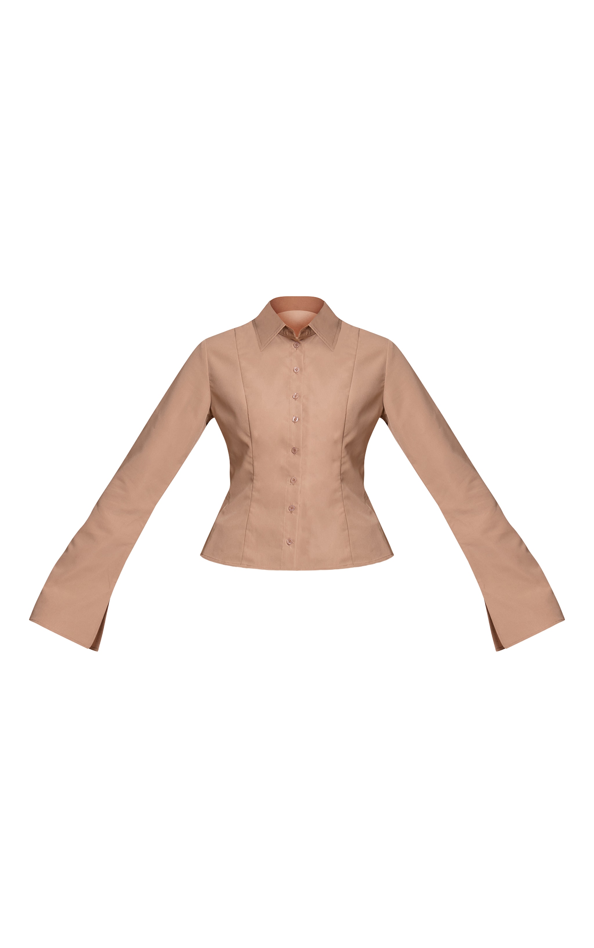 Taupe Seam Detail Fitted Shirt image 5
