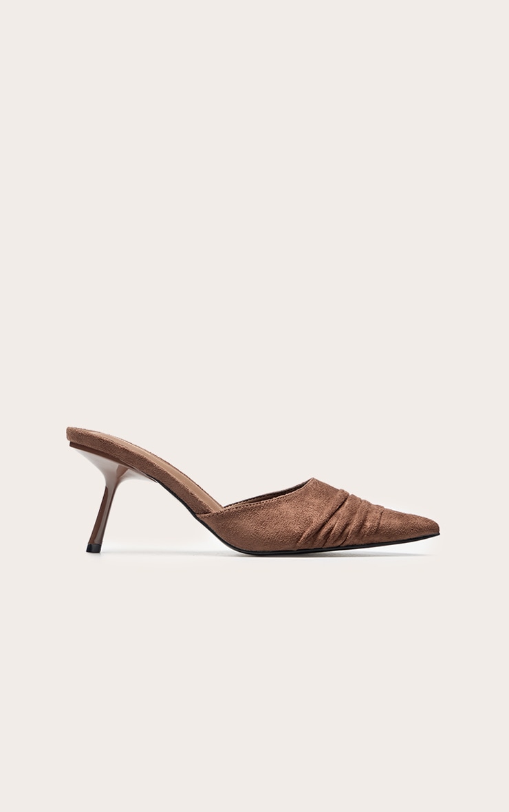 Chocolate Faux Suede Kick Heeled Mule image 2
