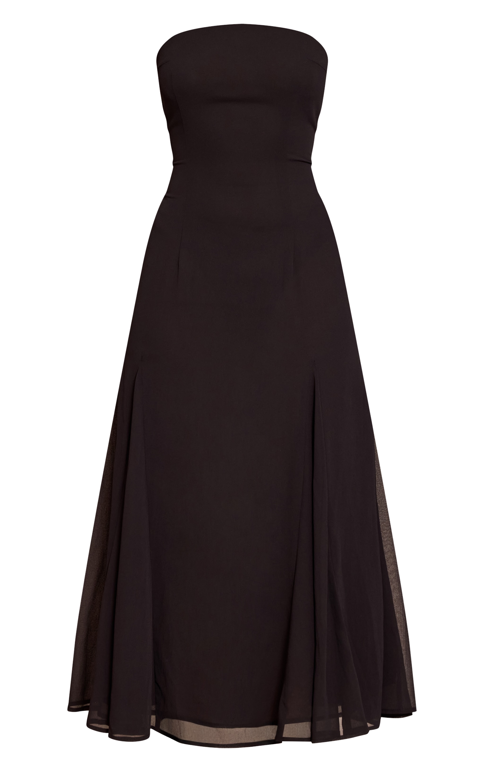 Black Bandeau Godet Midaxi Dress image 5