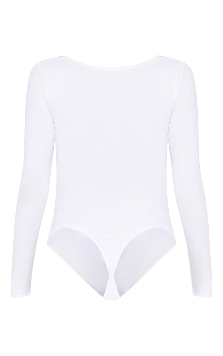 White Long Sleeve Ruched Bodysuit image 4