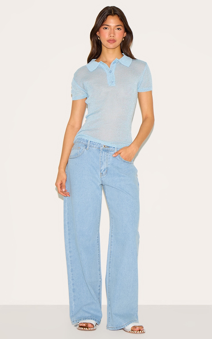 Light Blue Low Rise Wide Leg Jeans image 2