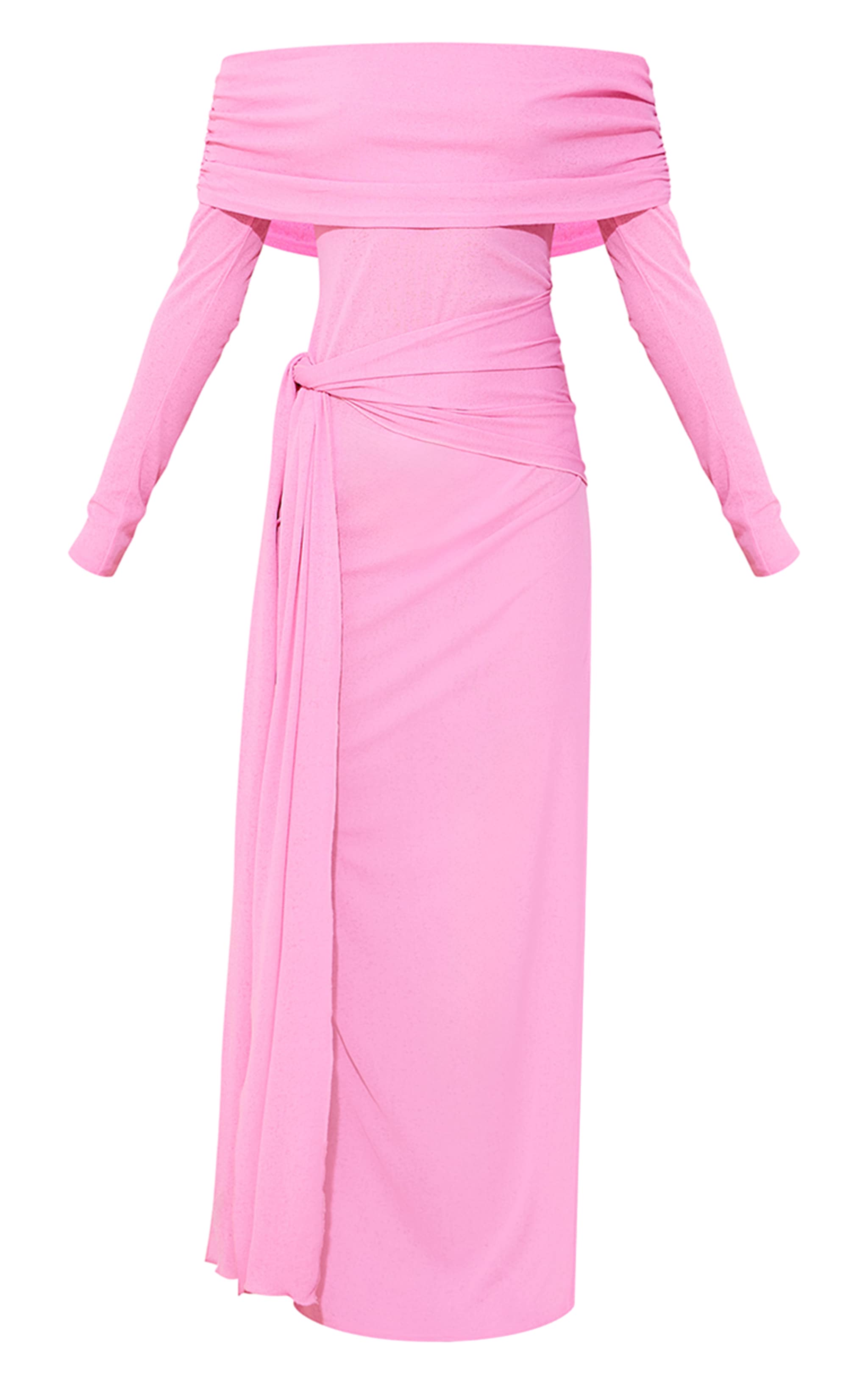 Pink Onion Skin Bardot Tie Waist Maxi Dress image 5