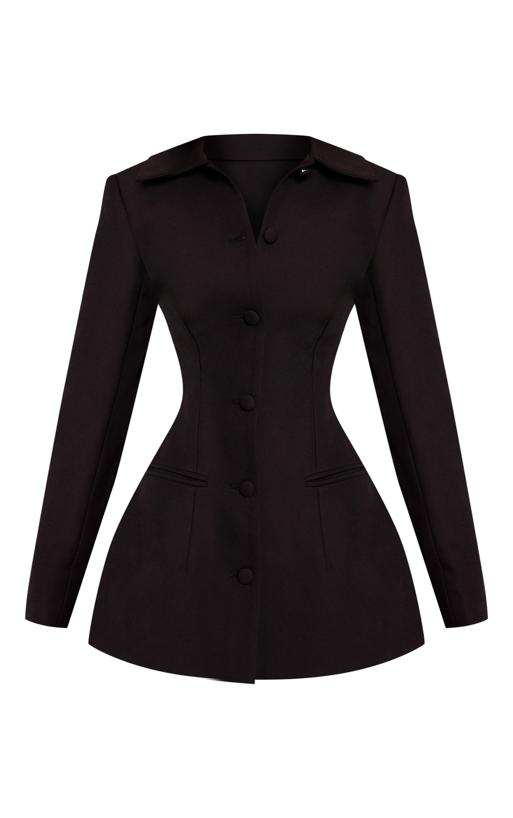 Petite Black Button Up Blazer Dress image 5