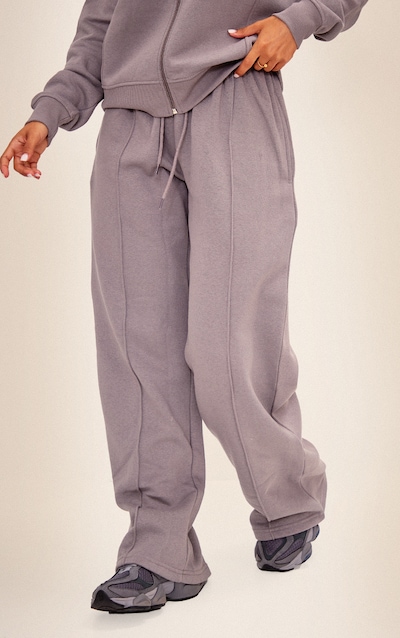 Petite Charcoal Seam Detail Straight Leg Track Pants