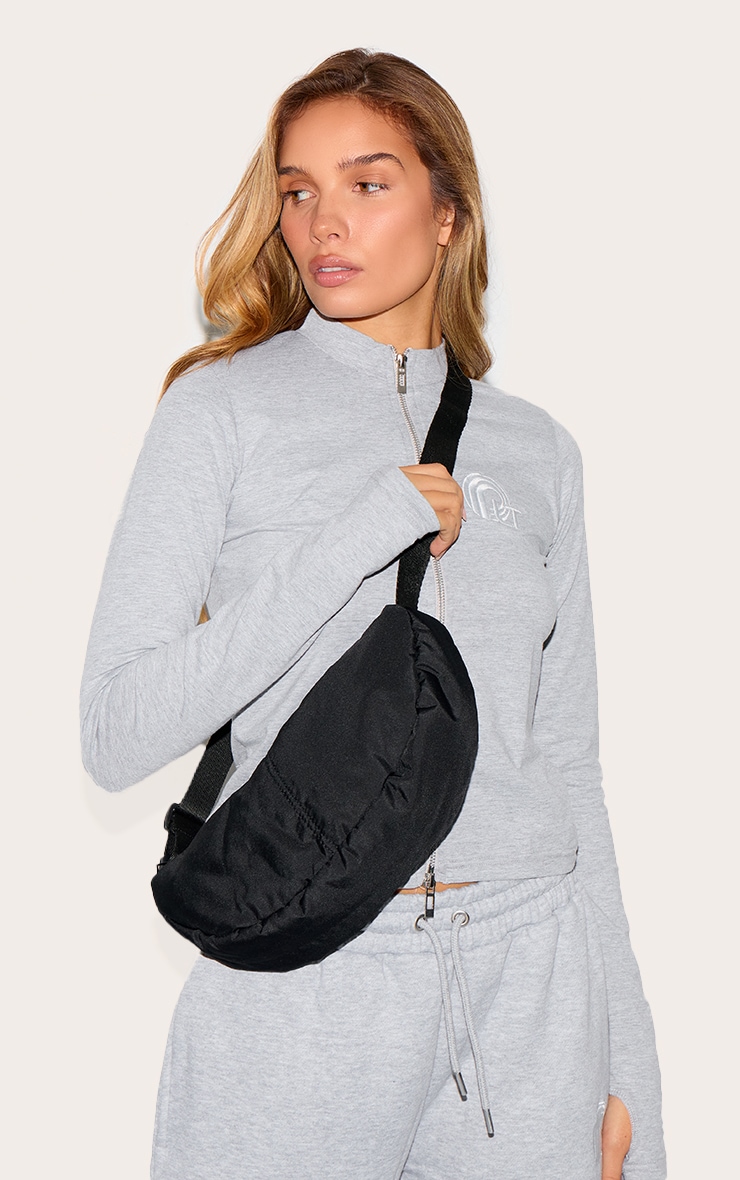Black Nylon Simple Cross Body Bag image 5