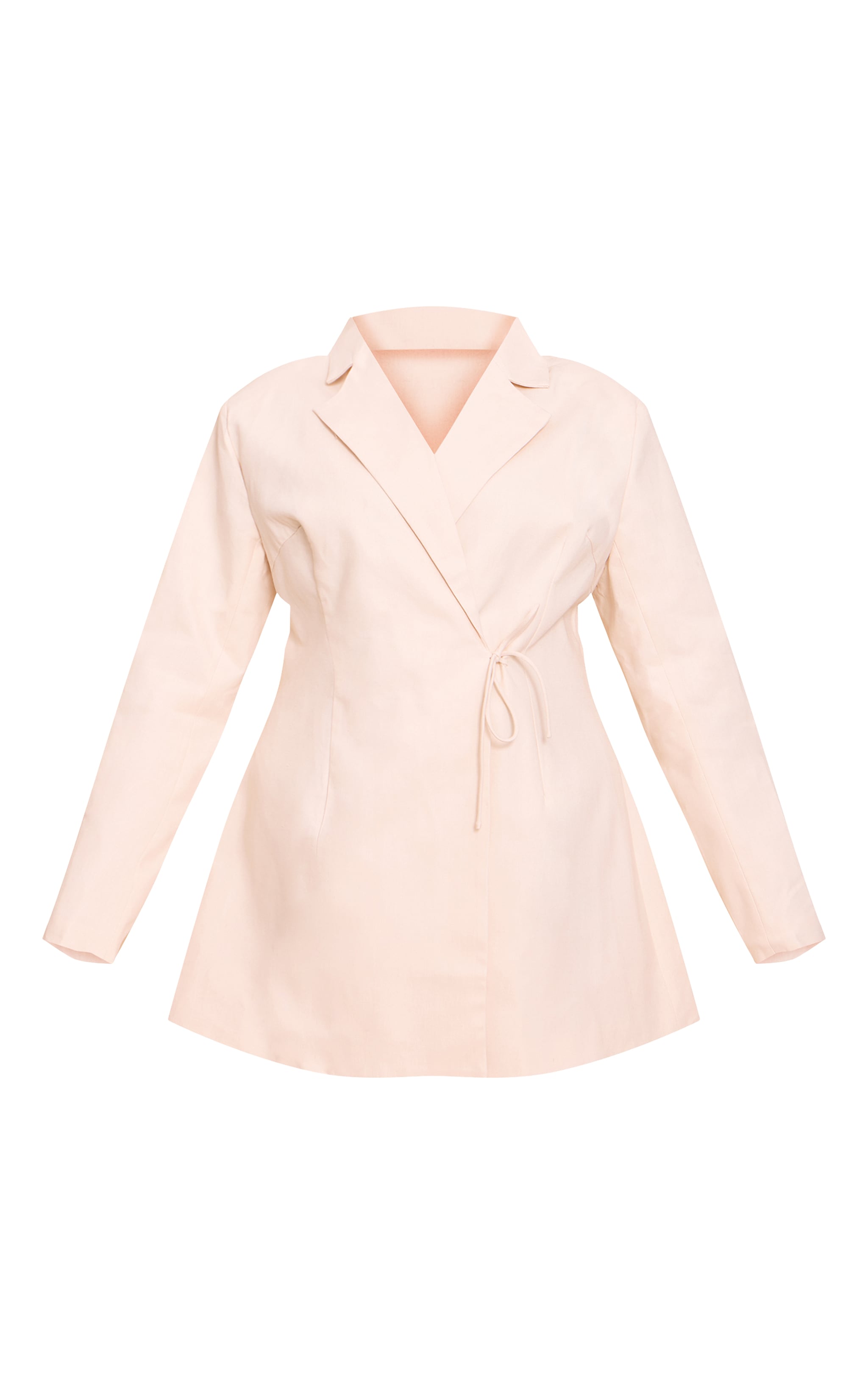 Plus Cream Linen Blend Tie Detail Blazer Dress image 5