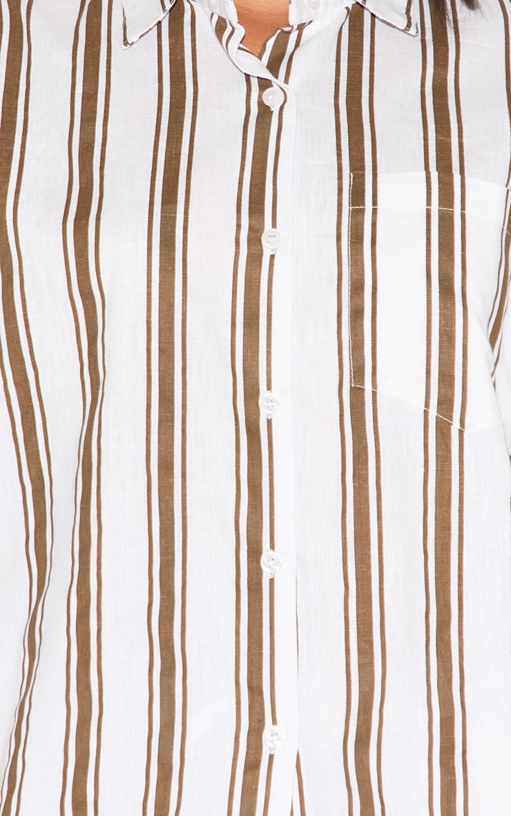 Chemise oversize beige à rayures image 4