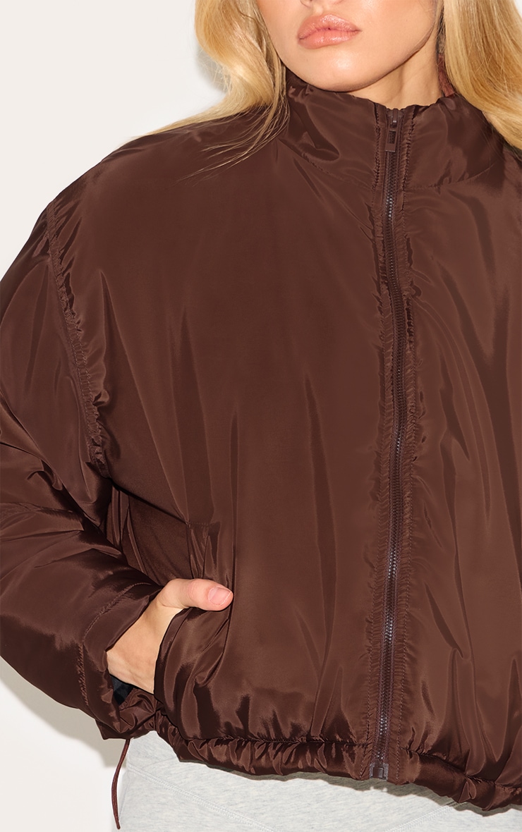 Mocha Cropped Puffer Jacket image 4