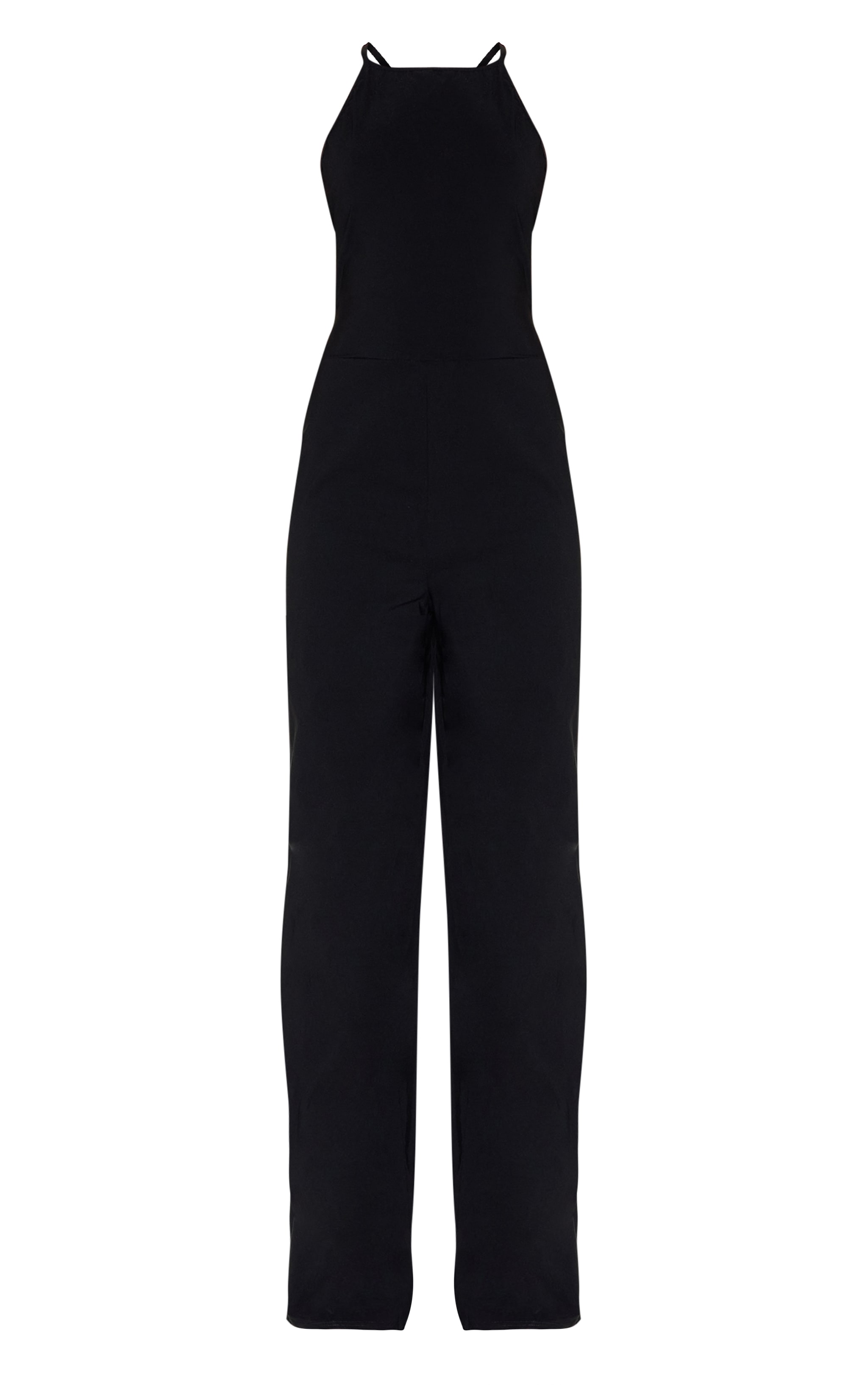 Black Stretch Woven Square Neck Wide Leg Jumpsuit image 5