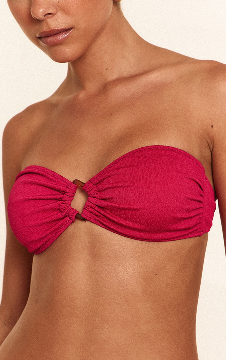 Haut de bikini bandeau texturé fuschia image 4