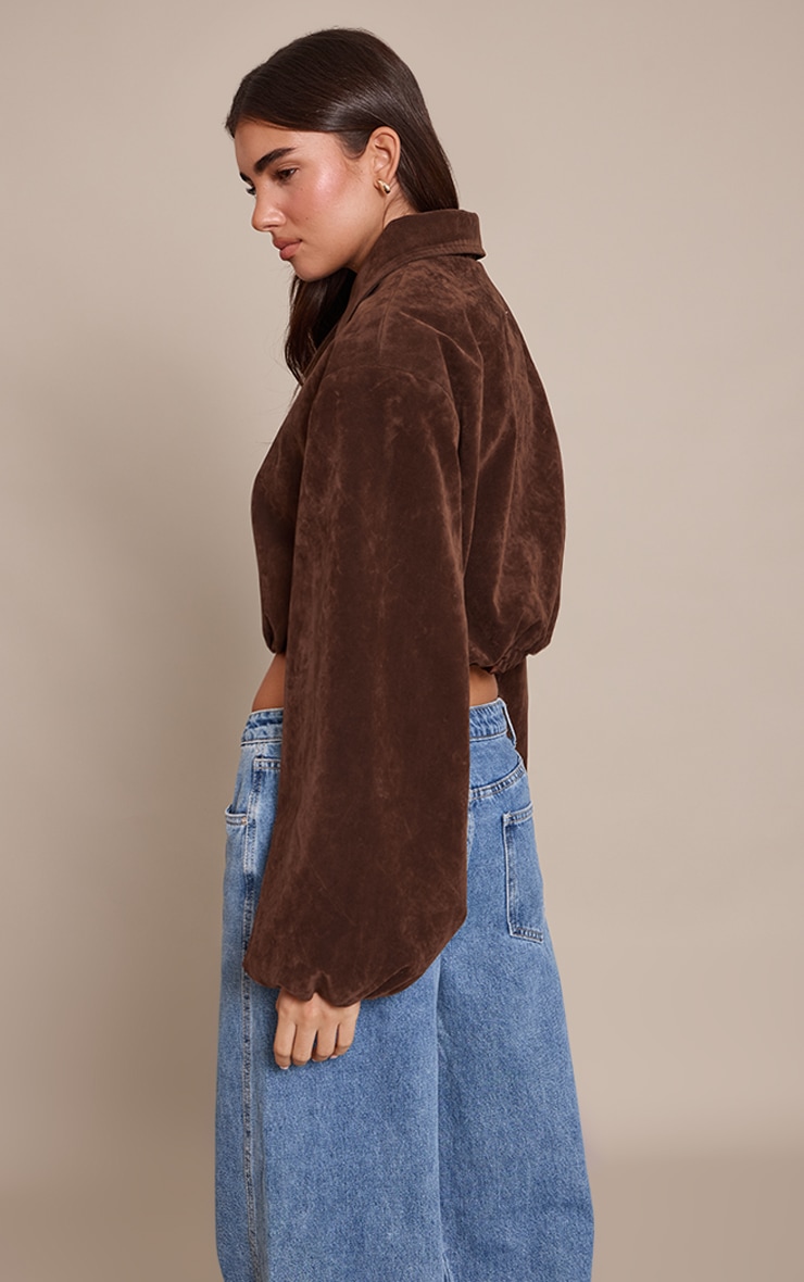 Dark Choc Suede Balloon Sleeve Jacket image 2
