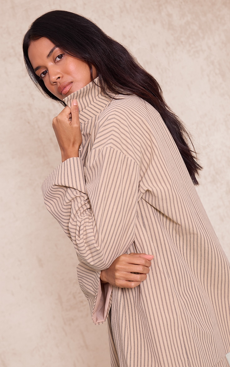 Stone Pinstripe Oversized Shirt image 4