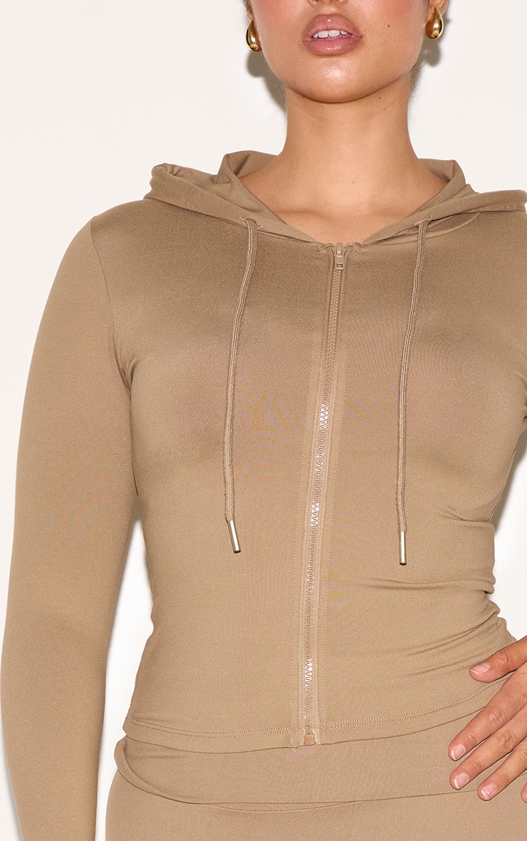 Shape Olive Zip Through Sculpted Hoodie image 4