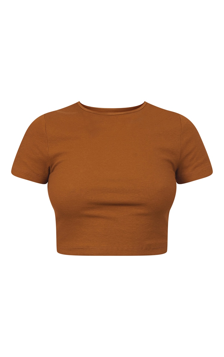 Camel Rib Short Sleeve Crop Top image 1