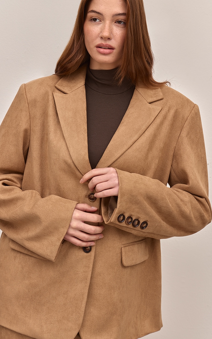 Sand Suede Oversized Dad Blazer