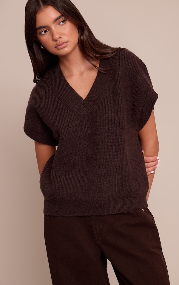 Chocolate Sleeveless Knit Sweater