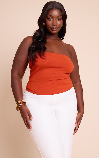 Plus Rust Soft Cotton Bandeau Top