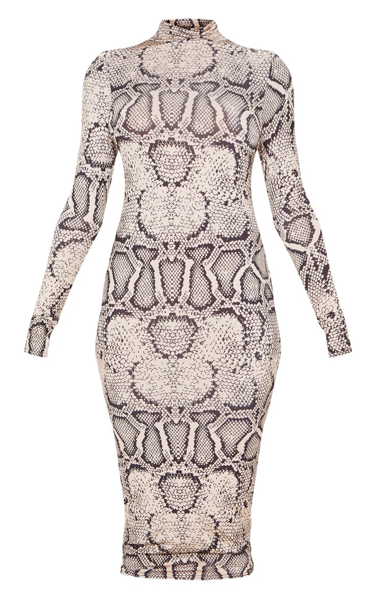 Shape Taupe Snake Print Slinky Ruched Bardot Midi Dress Clearance Shape  Taupe Snake Print Slinky Ruched Bardot Midi Dress
