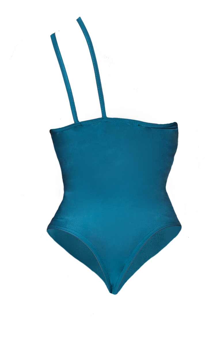 Body bleu asymétrique très moulant PrettyLittleThing FR