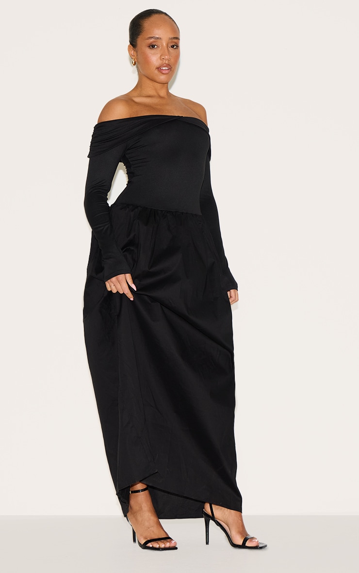 Shape Black Bardot Long Sleeve Maxi Shift Dress image 1