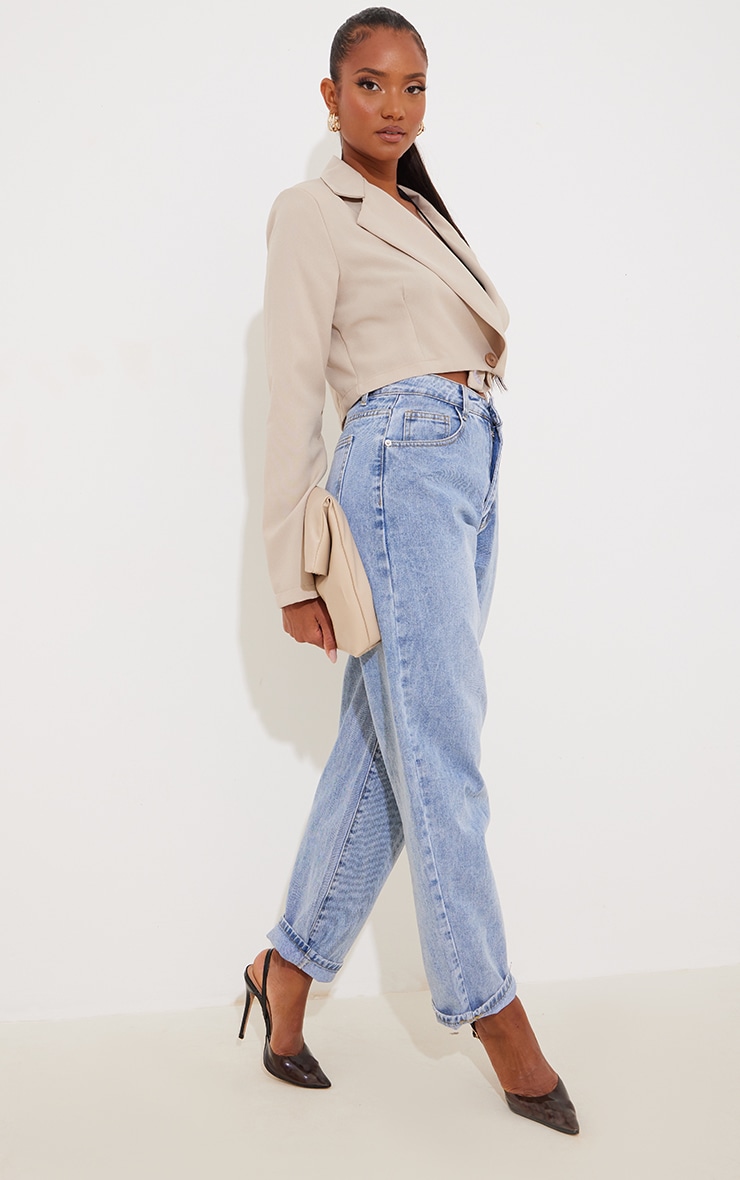 Stone Basic Cross Over Detail Cropped Blazer image 3