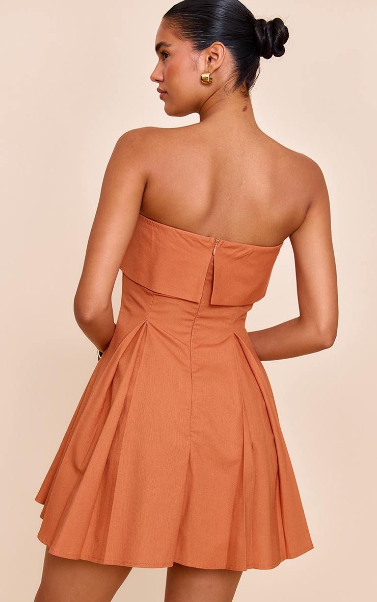 Robe droite bandeau en effet lin mélangé rouille image 2