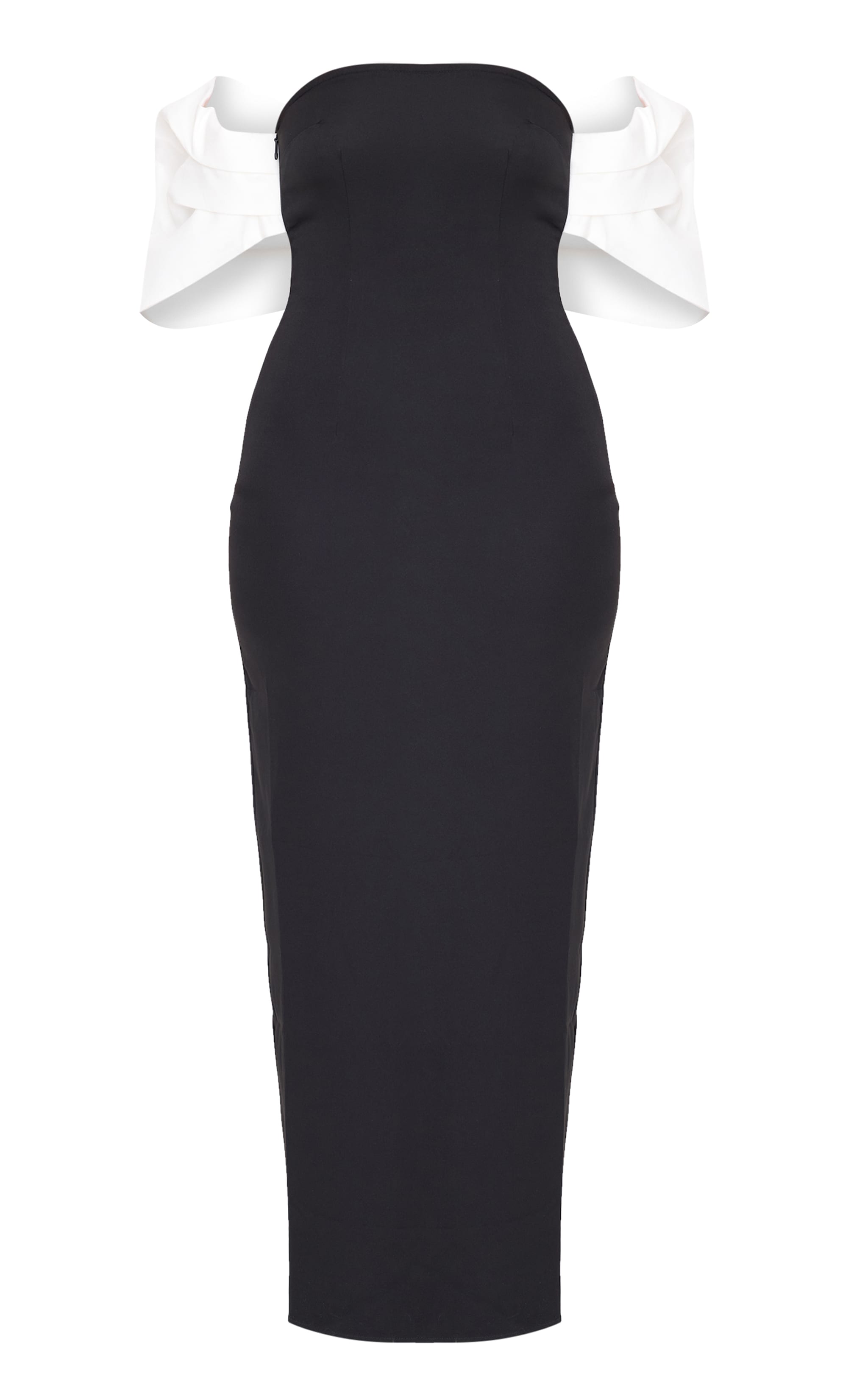 Tall Black Bow Detail Bodycon Midaxi Dress image 1