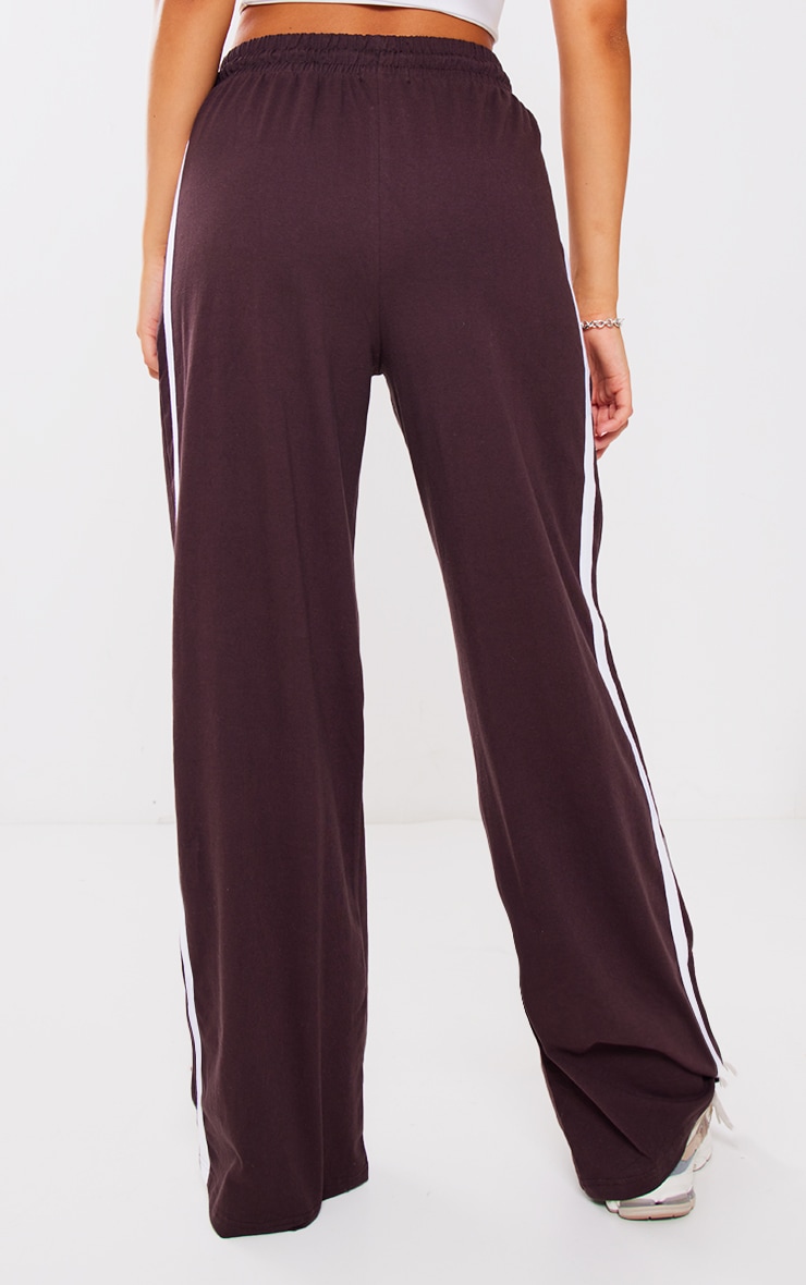 Chocolate Cotton Side Stripe Wide Leg Track Pants image 3