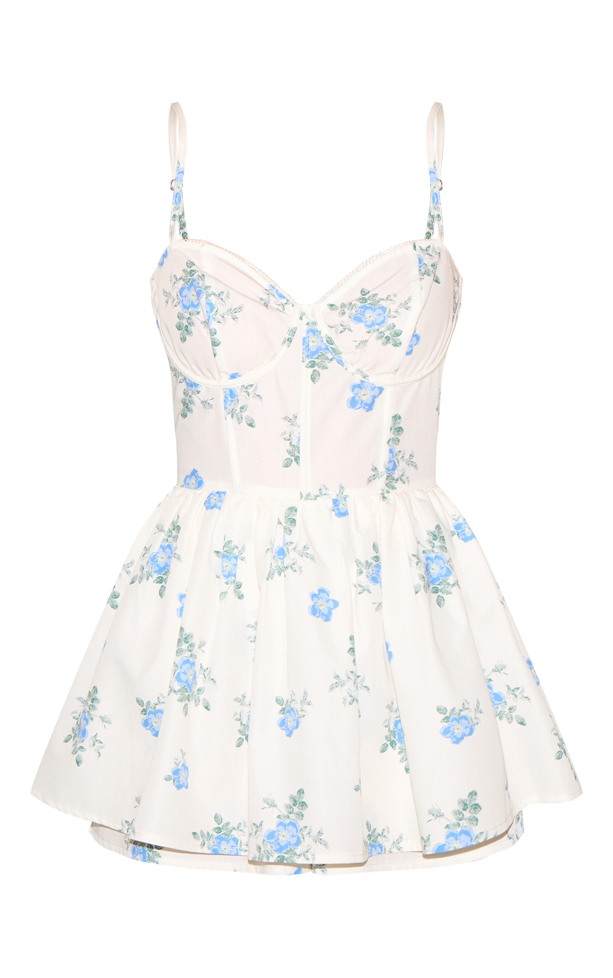 Combishort jupe-short fluide crème fleuri à détail corset image 5