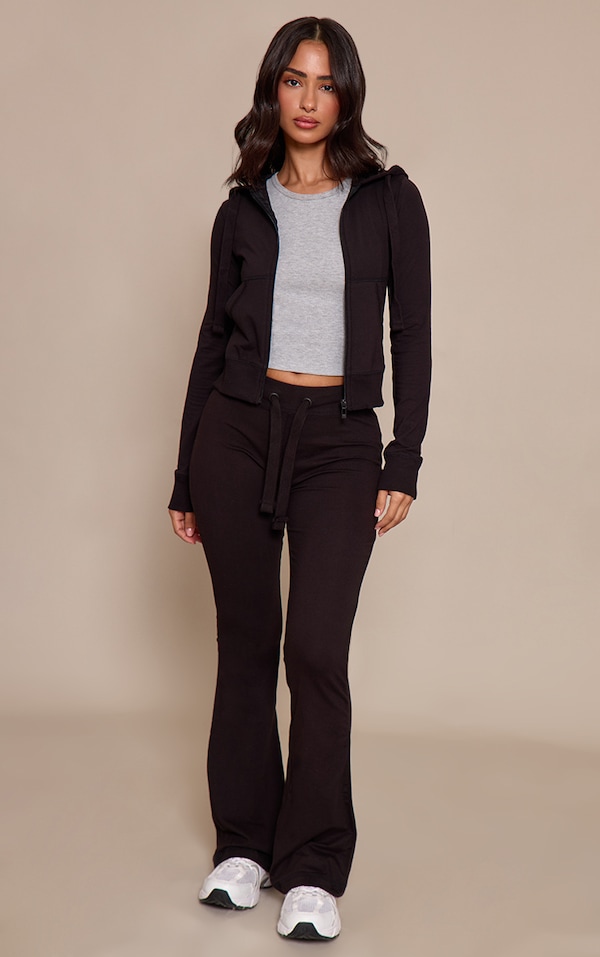 Petite Pantalon skinny flare noir à taille basse