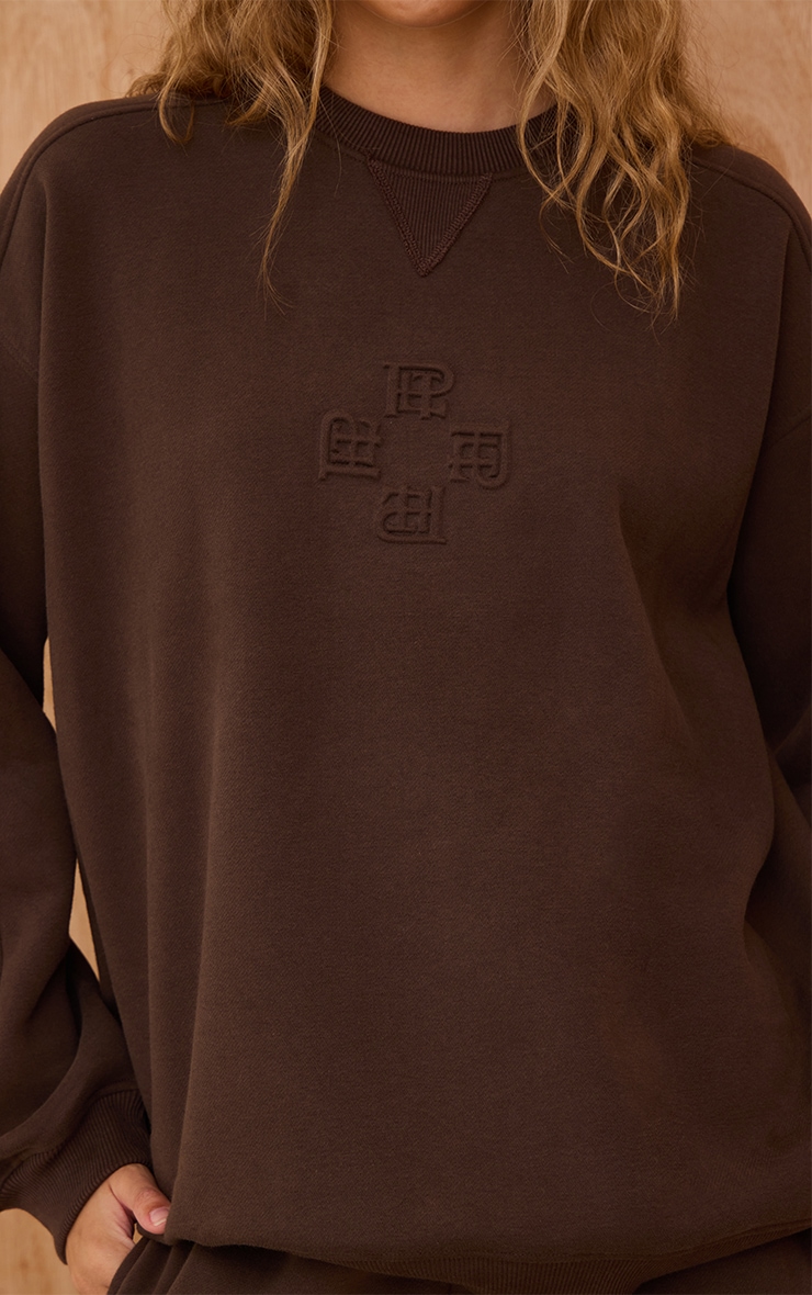 Chocolate PLT Embossed Crew Neck Sweatshirt image 4