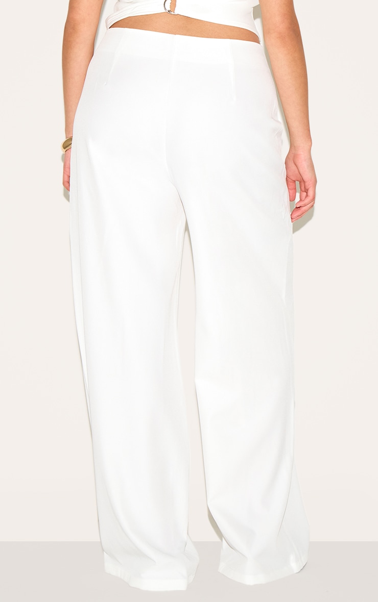 Plus Cream Tailored Woven Wide Leg Pants image 3