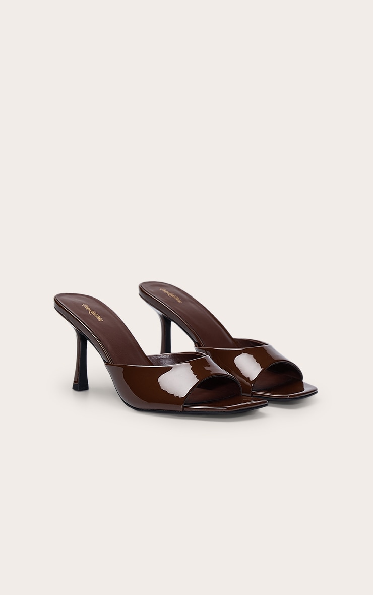 Chocolate Patent Square Toe Mule image 3