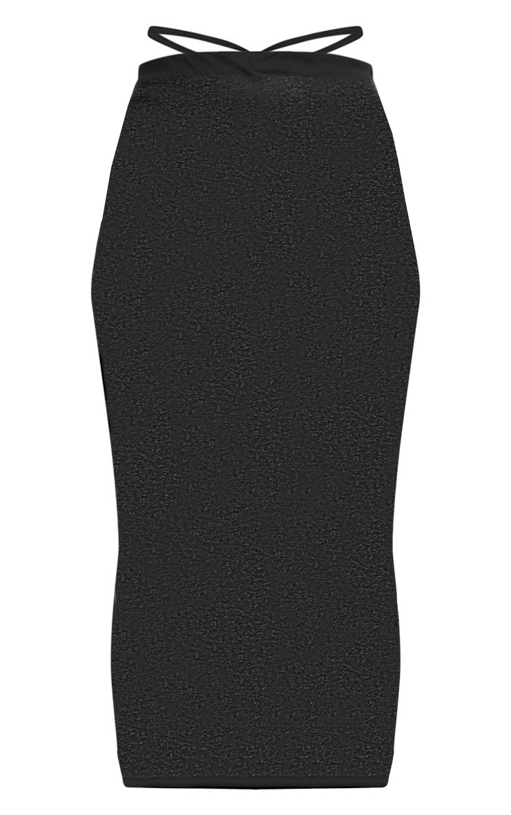 Black Mesh Cut Out Side Maxi Skirt image 5