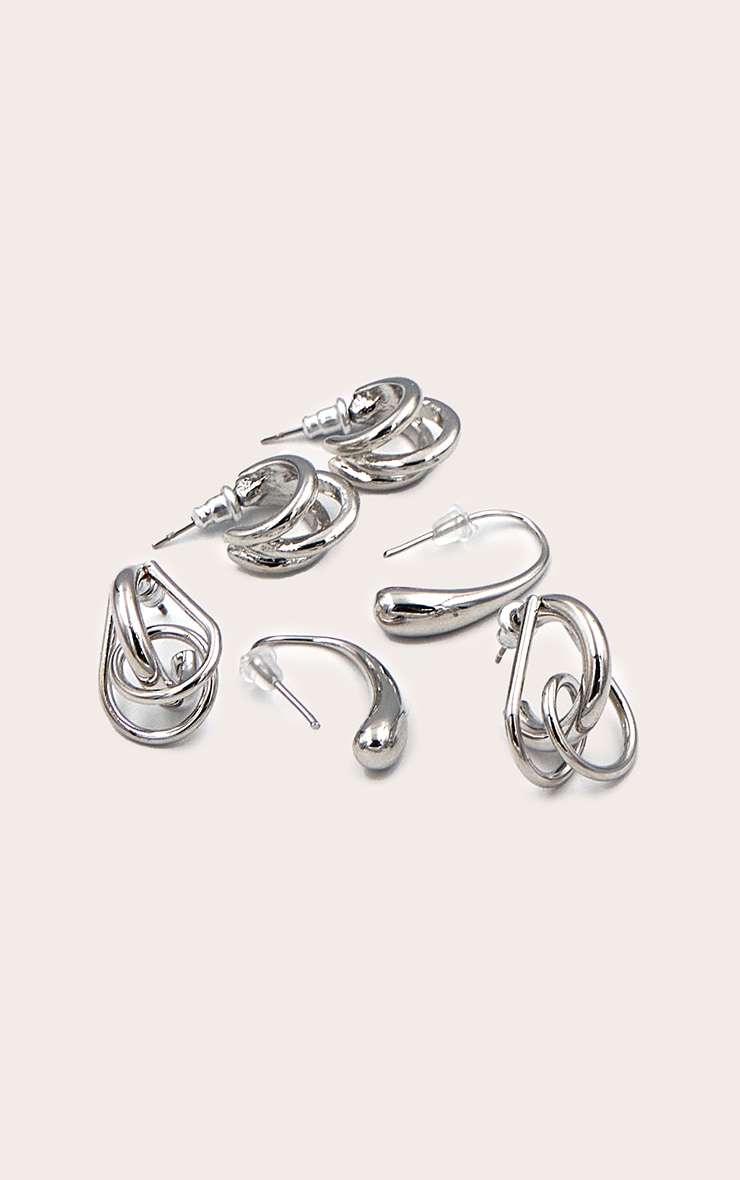 Silver Abstract Multi-pack Stud Earrings image 2