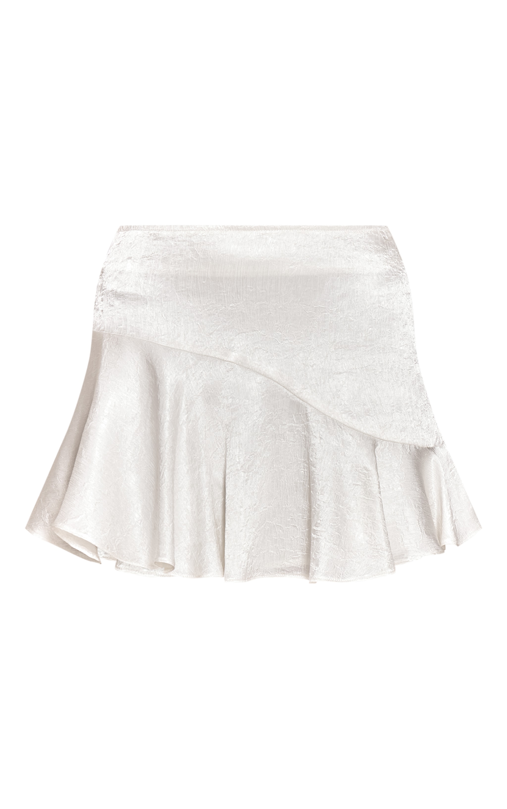 Cream Textured Satin Scalloped Edge Mini Skirt image 6