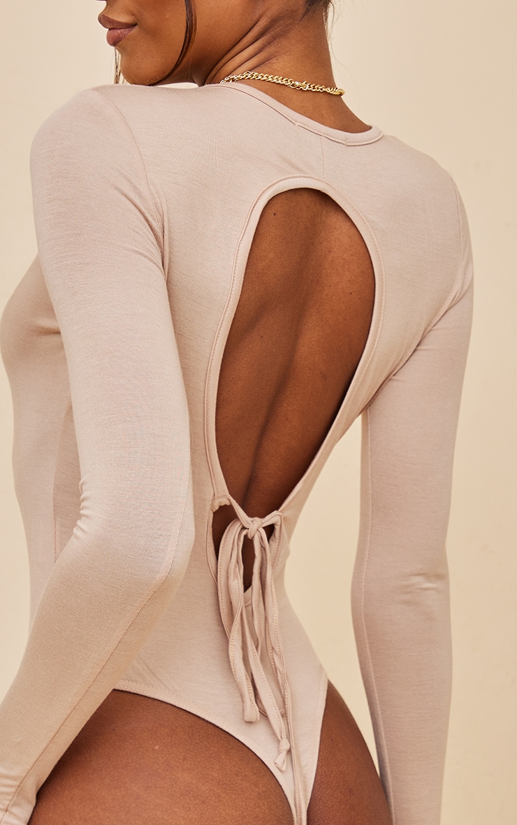 Sand Jersey Backless Tie Bodysuit image 4