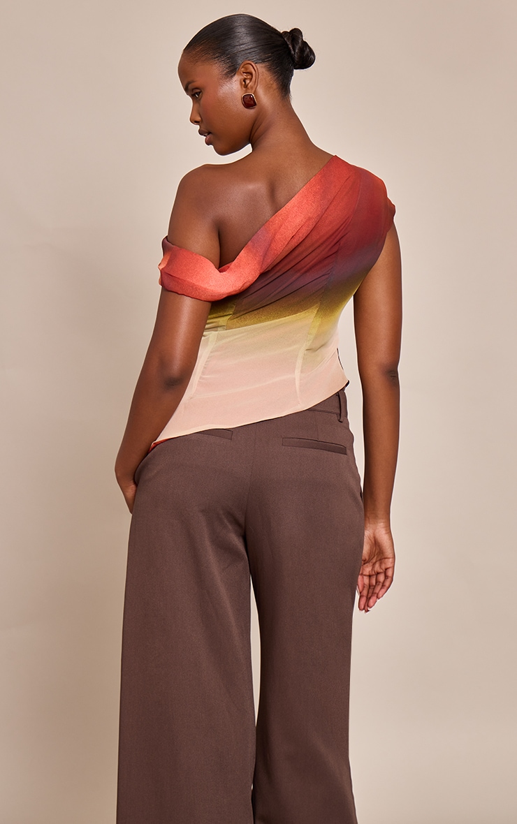 Multi Printed Chiffon Asymmetric Drapey Long Top image 2