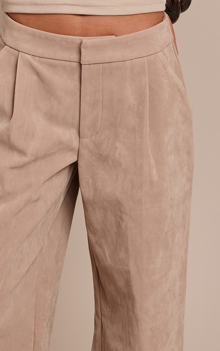 Sand Faux Suede Wide Leg Pants image 4