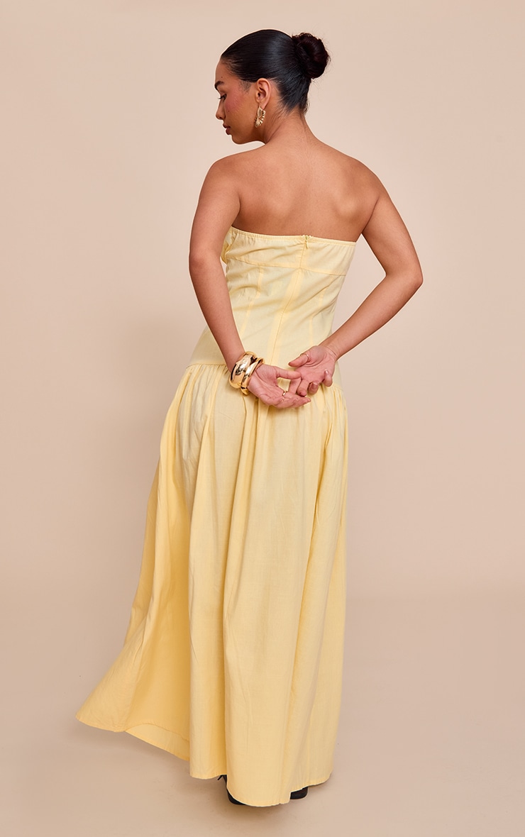 Lemon Bandeau Bust Seam Detail Maxi Dress image 2