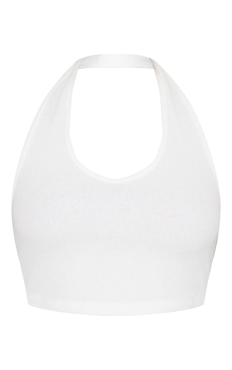 Basic Cream Rib Scoop Neck Halter Top image 5