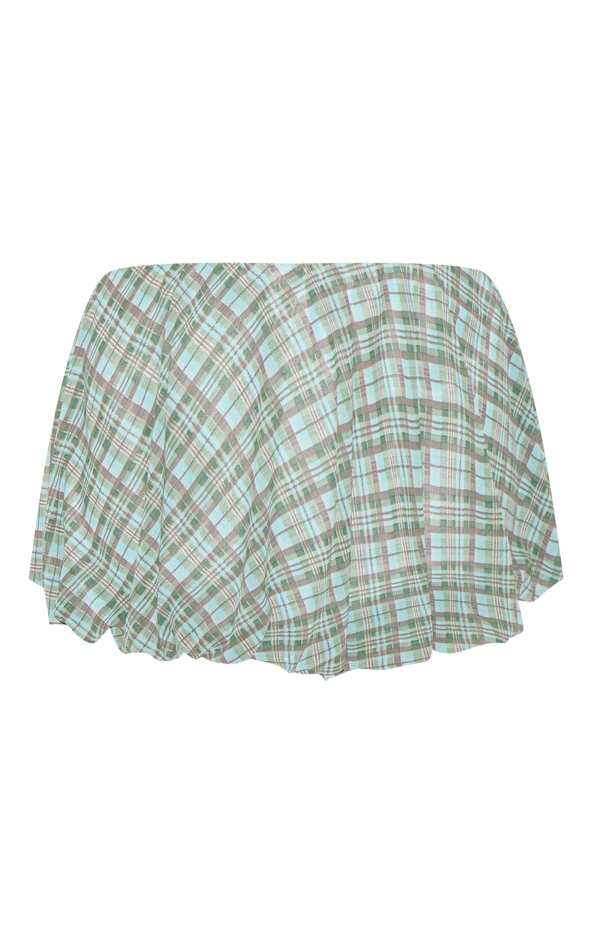 Plus Blue Chiffon Gingham Print Puffball Skirt image 6