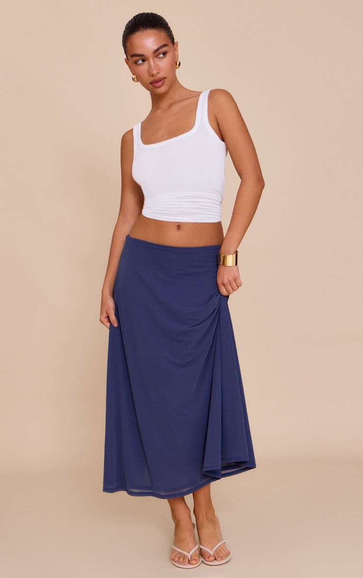 Navy Double Layer Chiffon Floaty Midaxi Skirt image 2