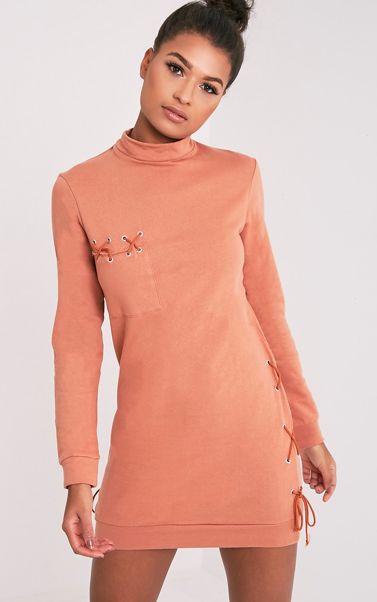 peach sweater dress
