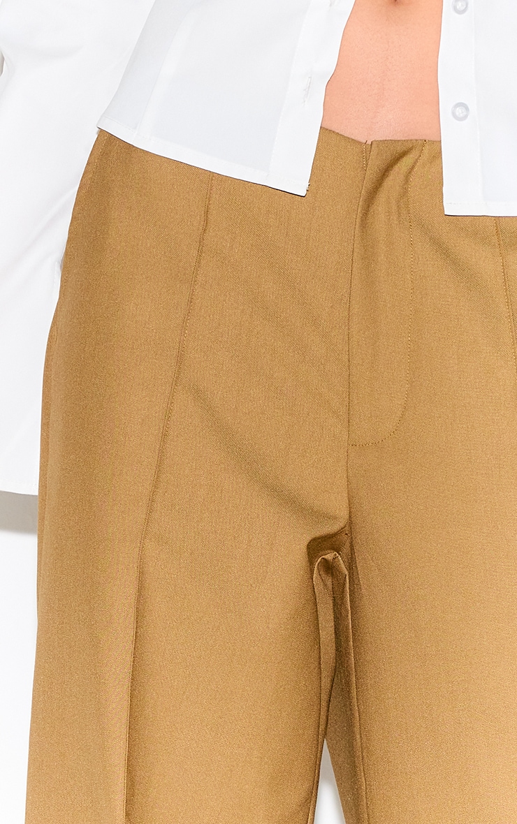 Olive Woven Low Rise Seam Detail Straight Leg Pants image 4