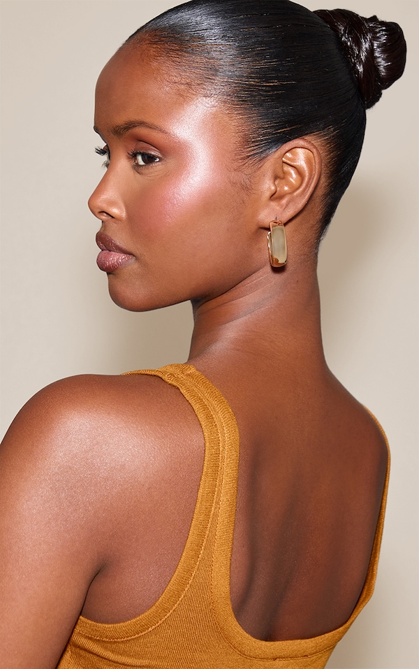 Gold Small Chunky Tubular Hoop Earrings