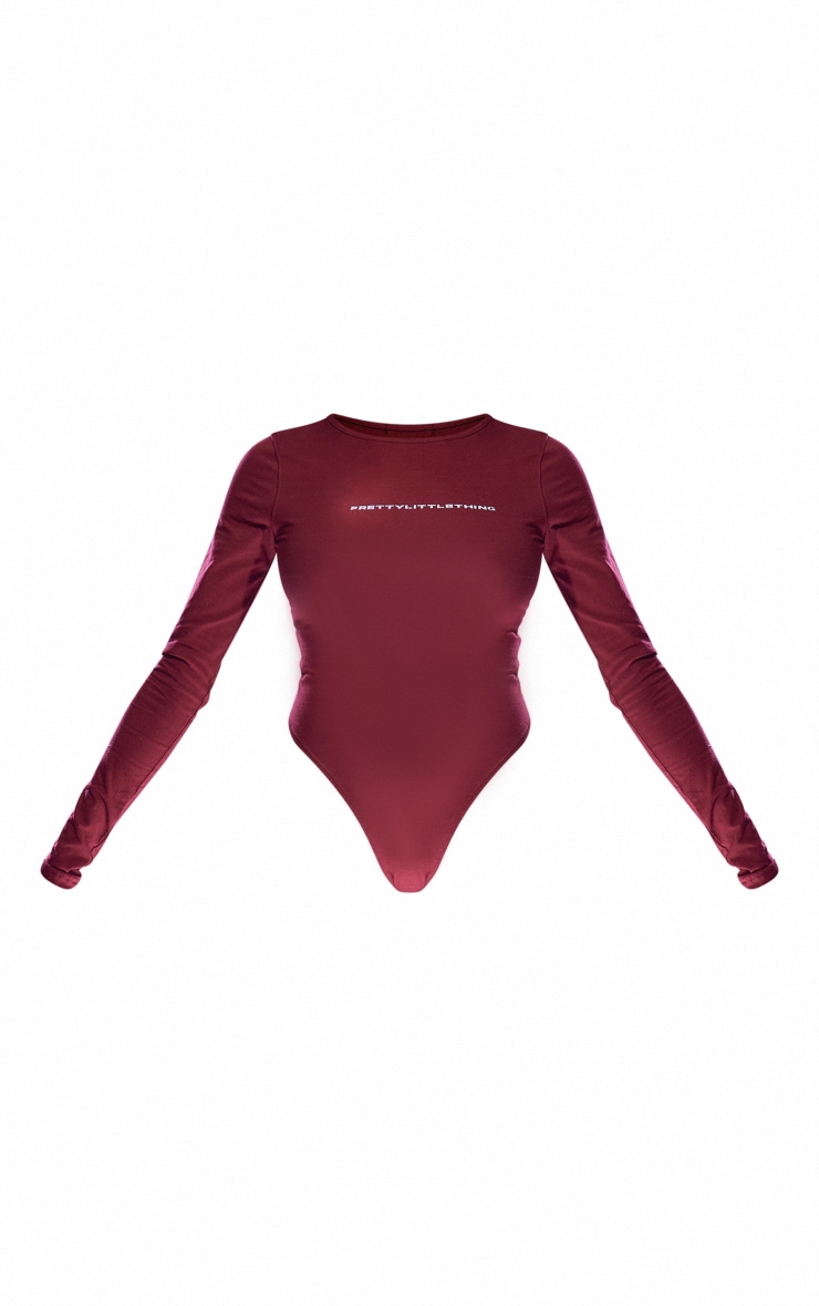 PRETTYLITTLETHING Body rouge cerise à manches longues et logo imprimé image 6