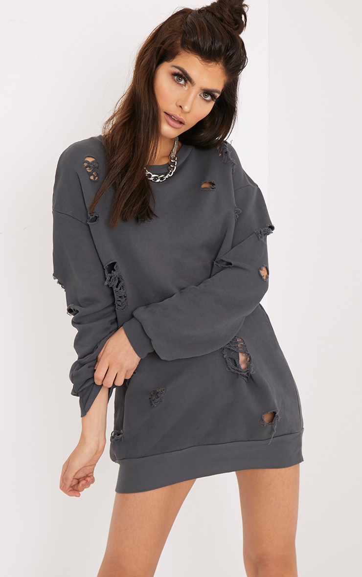 distressed jumper dress