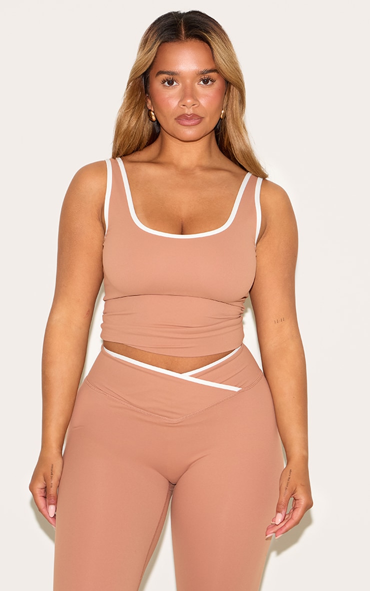Shape Mocha Active Contrast Binding Longline Top image 1