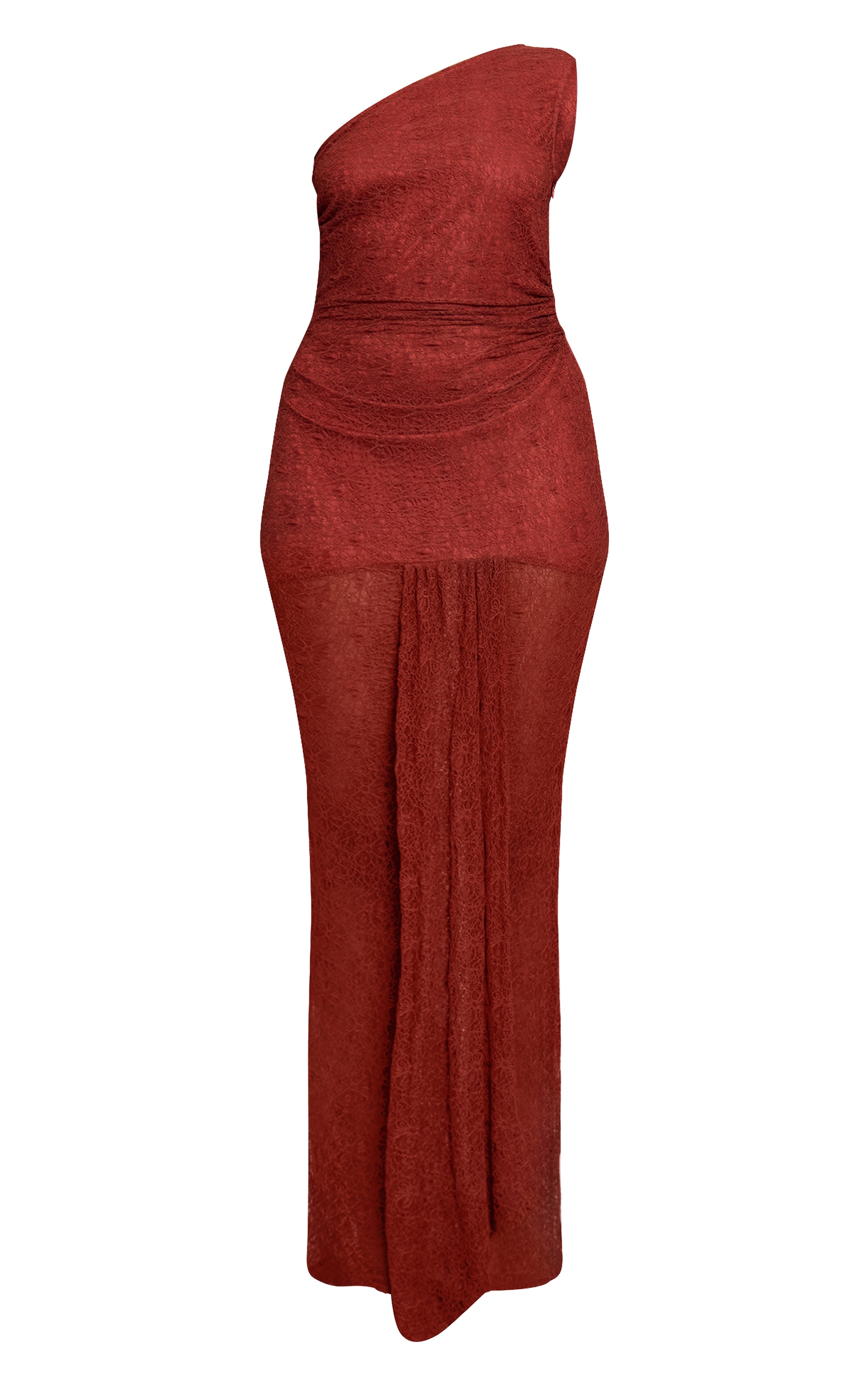 Rust Lace One Shoulder Maxi Dress image 5